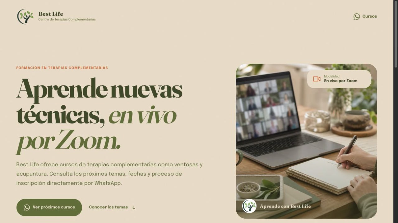 Best Life — cursos de terapias complementarias por Zoom