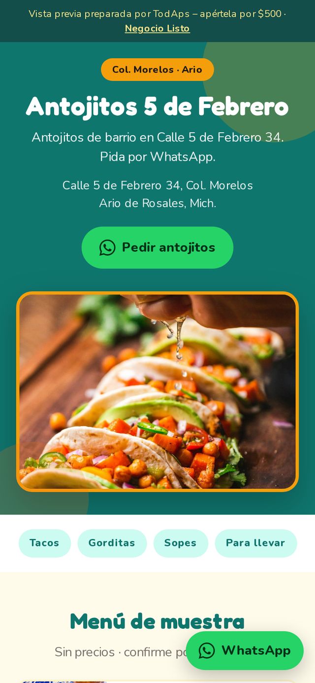 Vista previa de Antojitos 5 de Febrero