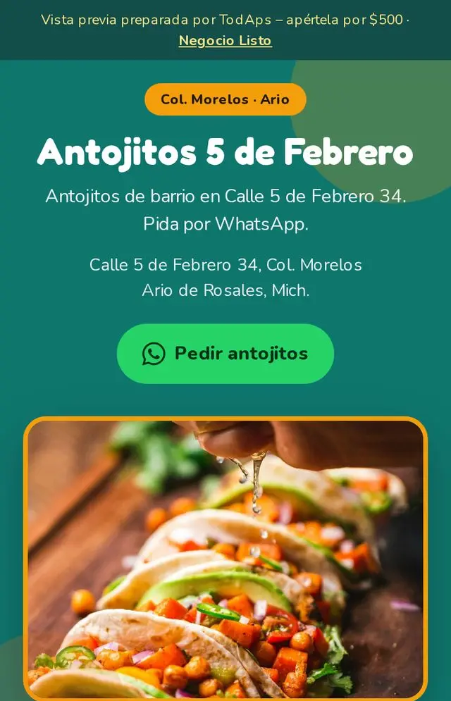 Vista previa de Antojitos 5 de Febrero