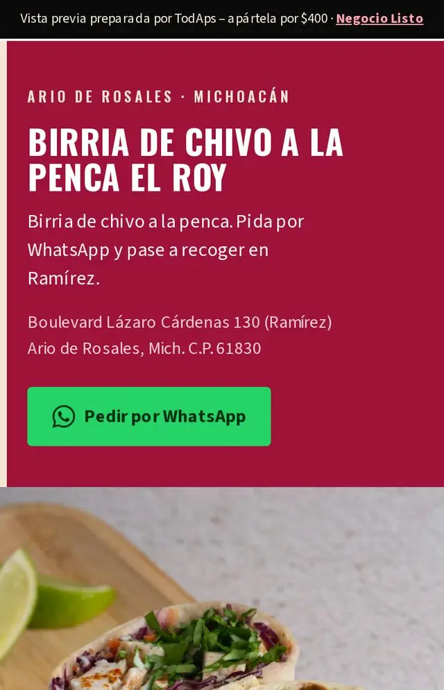 Vista previa de Birria de Chivo a la Penca El Roy