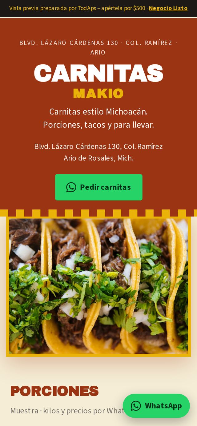 Vista previa de Carnitas Makio
