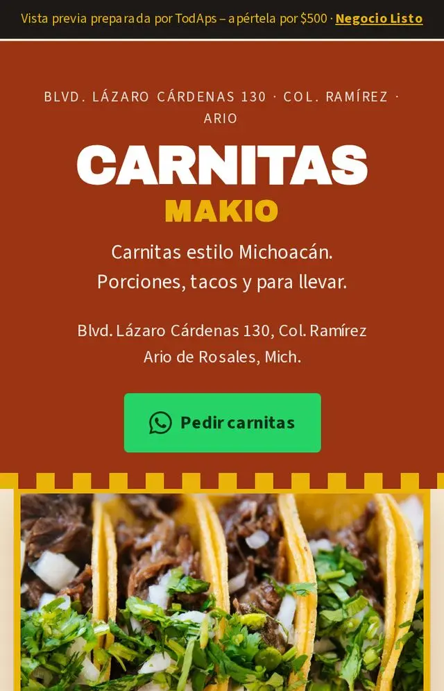 Vista previa de Carnitas Makio