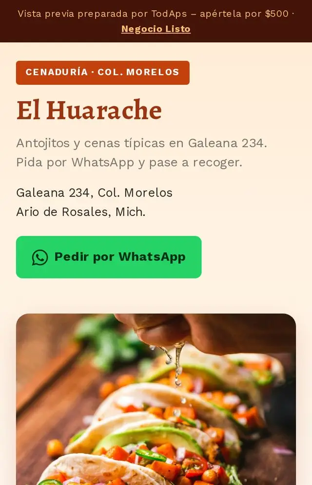 Vista previa de Cenadur&iacute;a El Huarache