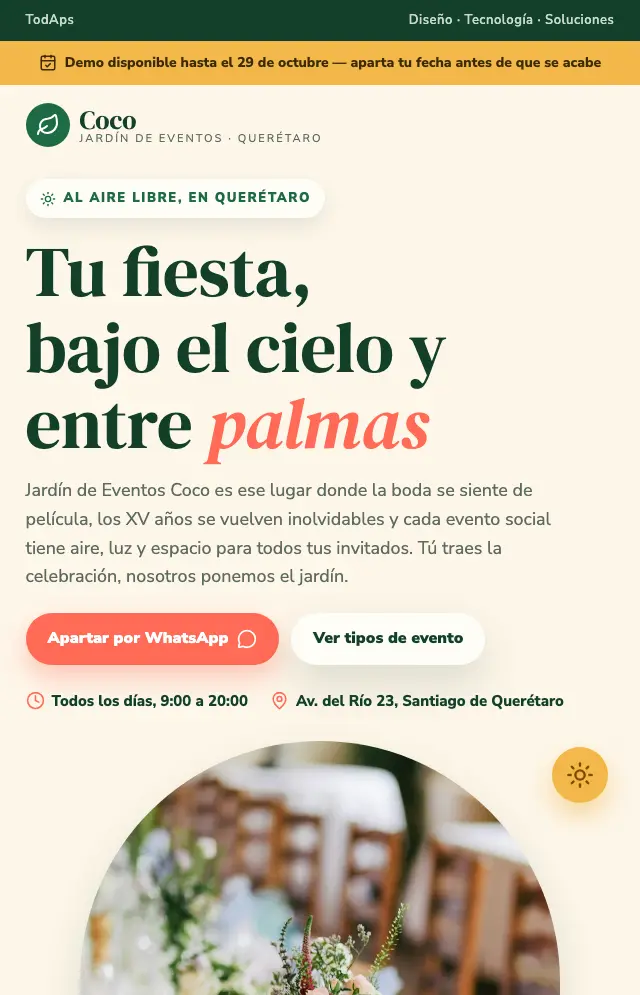 Vista previa de Jard&iacute;n de Eventos Coco