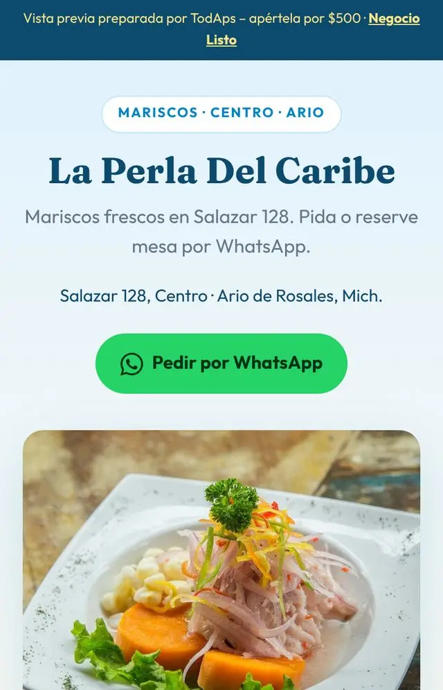 Vista previa de Mariscos La Perla Del Caribe