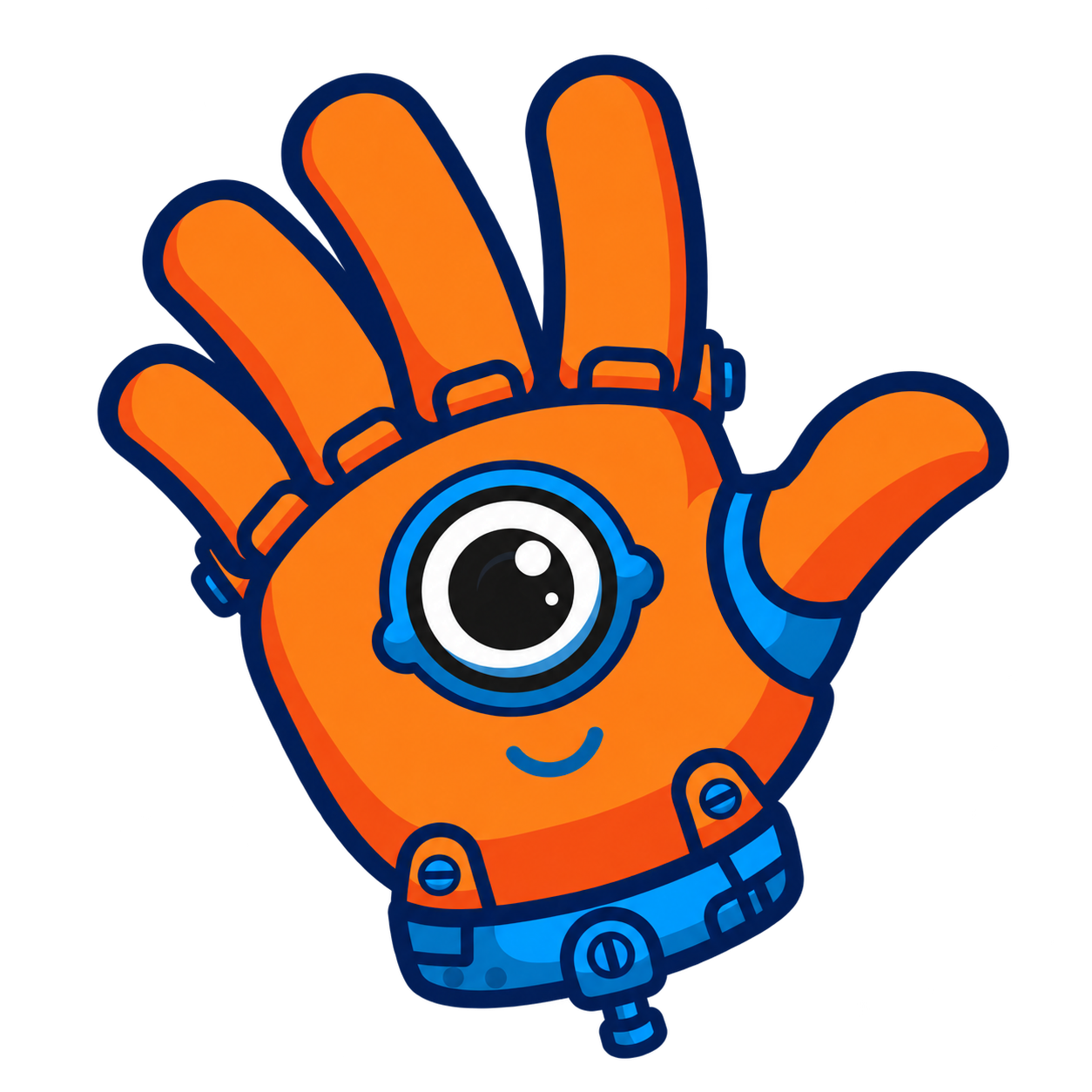Manitas: una mano robótica naranja con un ojo