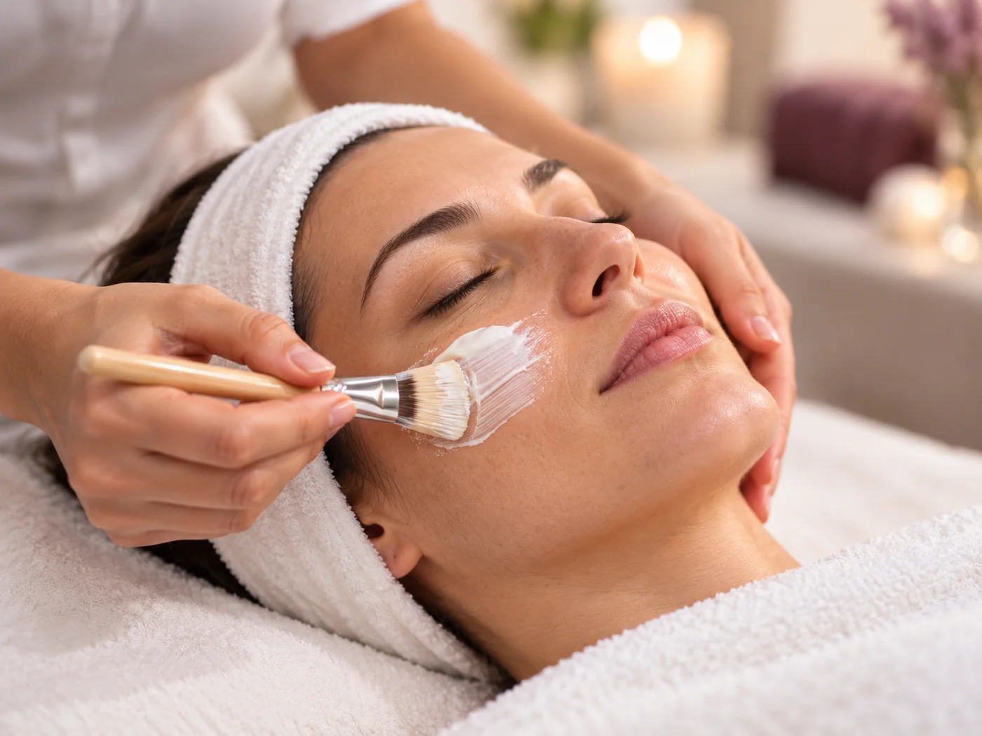 Detalle de una sesión de cuidado facial